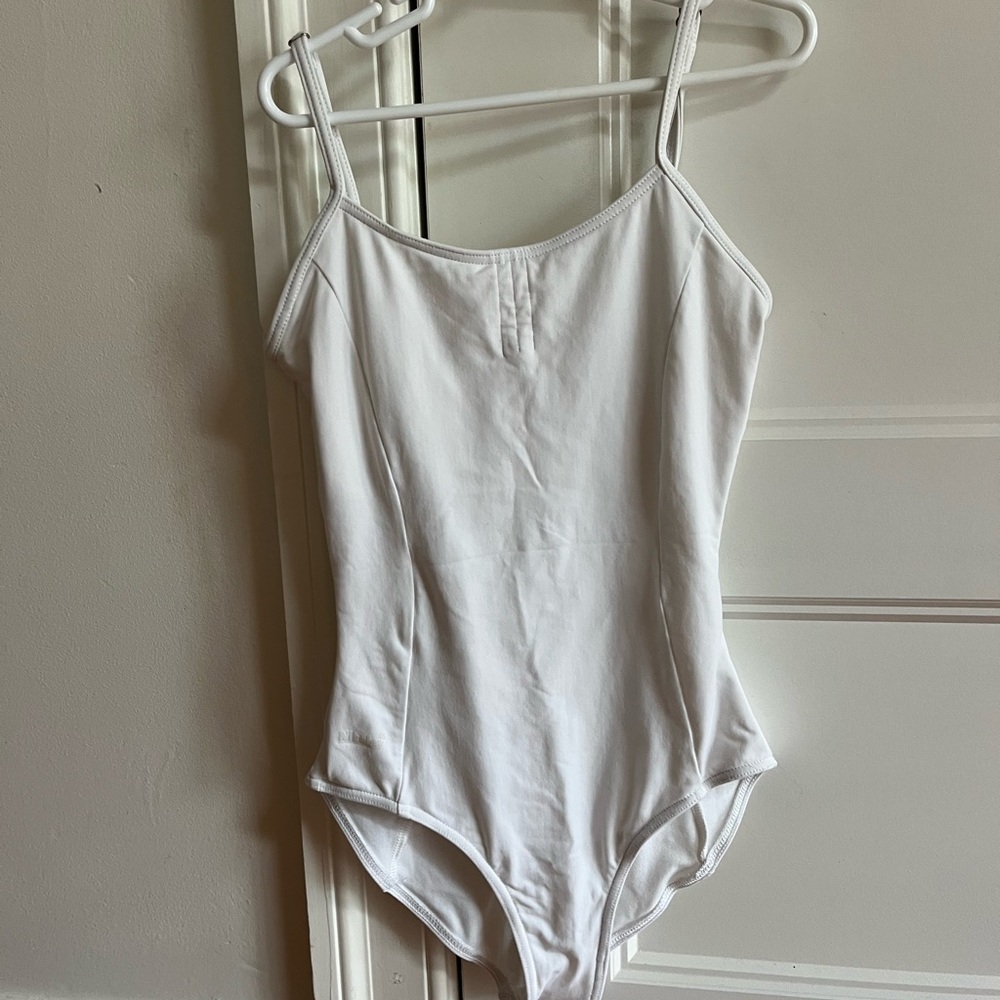 Nikolay Adjustable Pinch Front White Leotard Adult Small